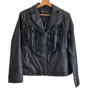 Knapp Studio Faux Leather Jacket Small Fringe Western Moto Whimsigoth Punk Boho